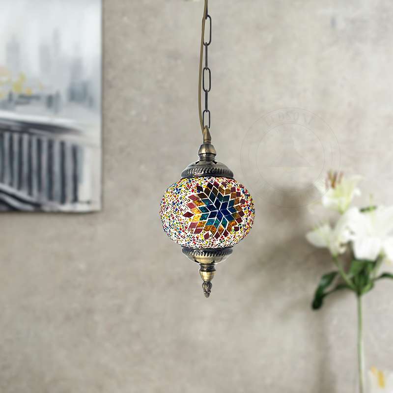 Turkish Mosaic Tiles Glass Pendant Light Fixture Globe Shape~4910-2