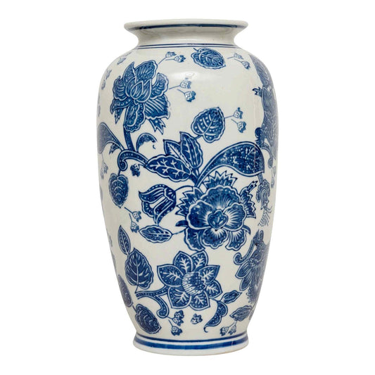 Anemone Blue & White Urn Vase-0