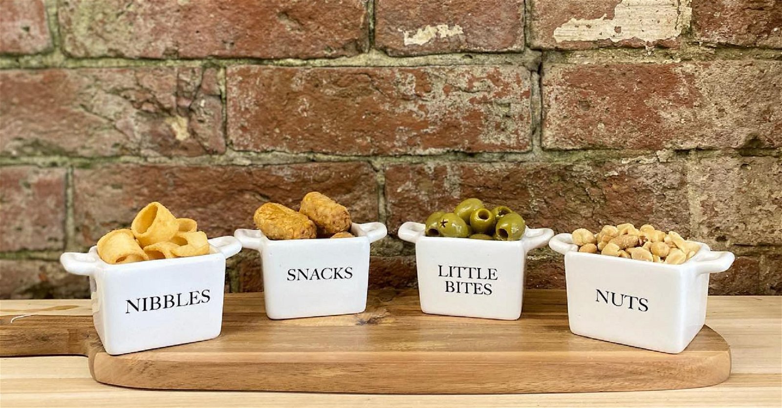 Set of 4 White Ceramic Square Snack Bowls-3