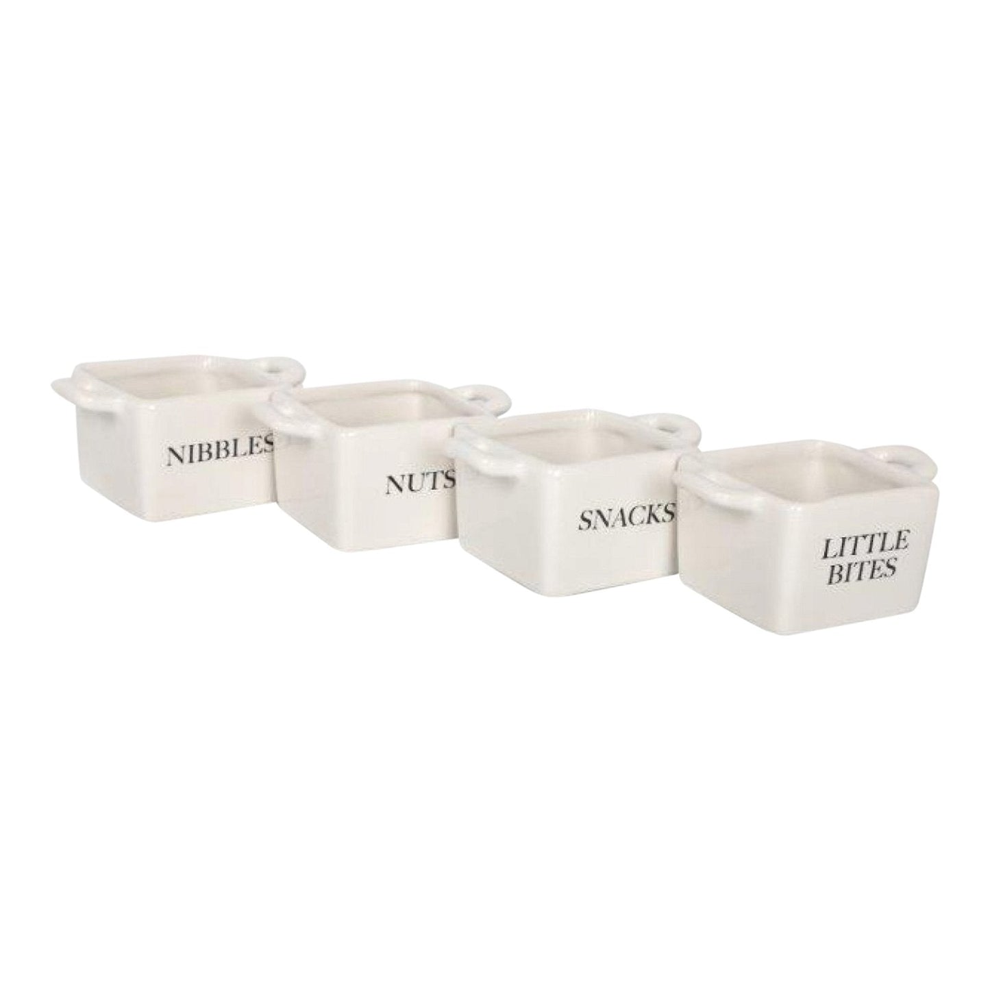 Set of 4 White Ceramic Square Snack Bowls-0