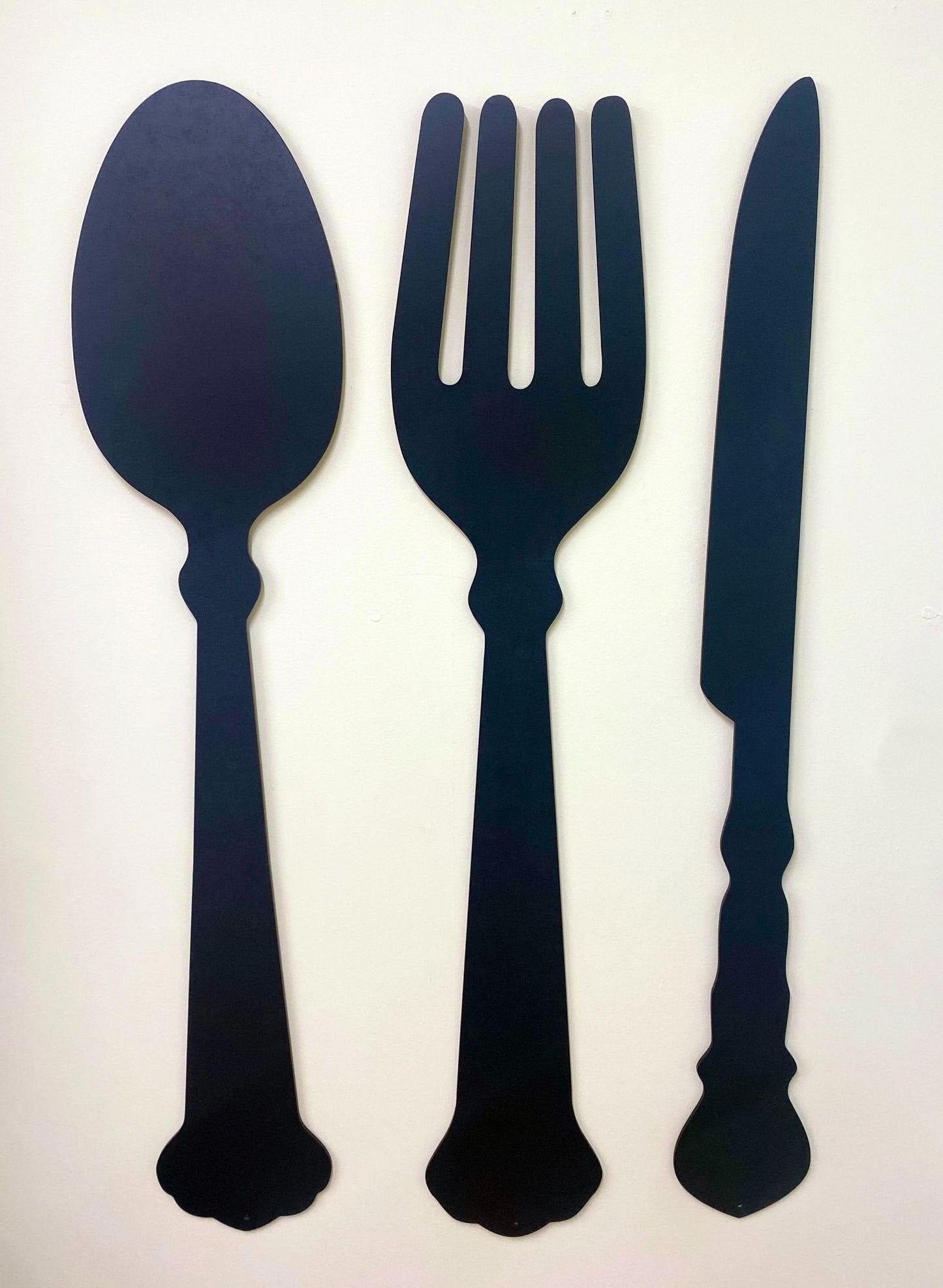 Black Three Piece Cutlery Wall Chalkboards 122cm-2