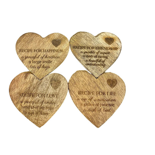 Set of 4 Wooden Heart Shaped Coasters-0