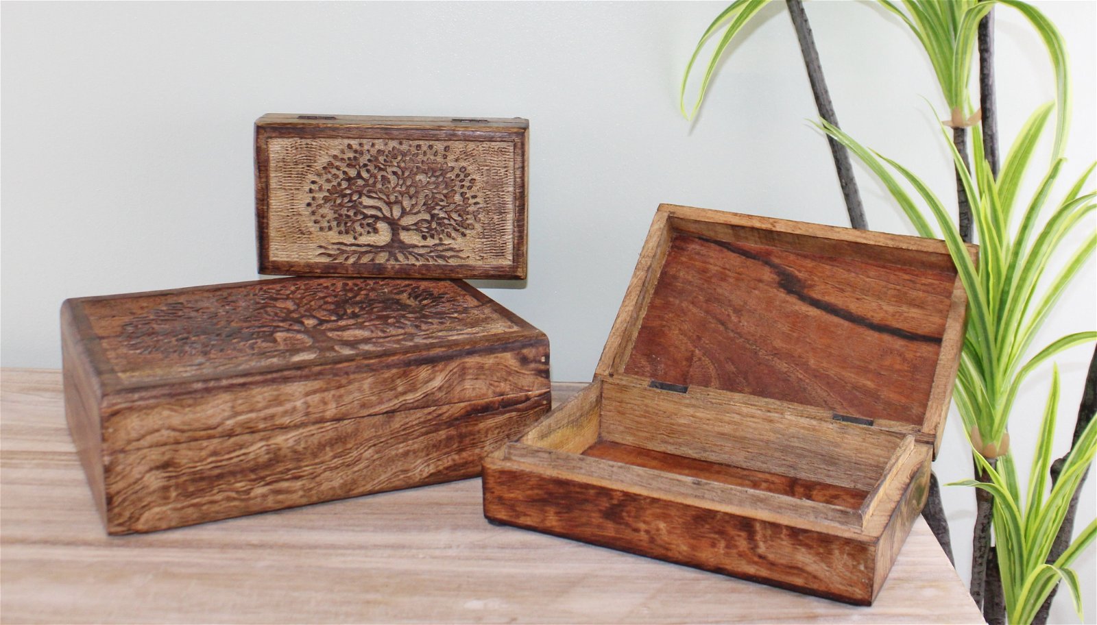 Set Of 3 Tree Of Life Wooden Boxes-3