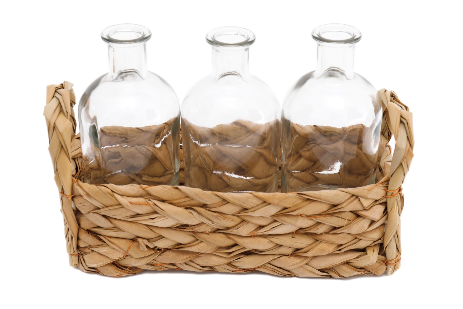 Set of 3 Vases With Grass Tray-0