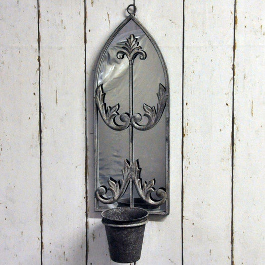 Metal Rusty Wall Mirror With Planter-0