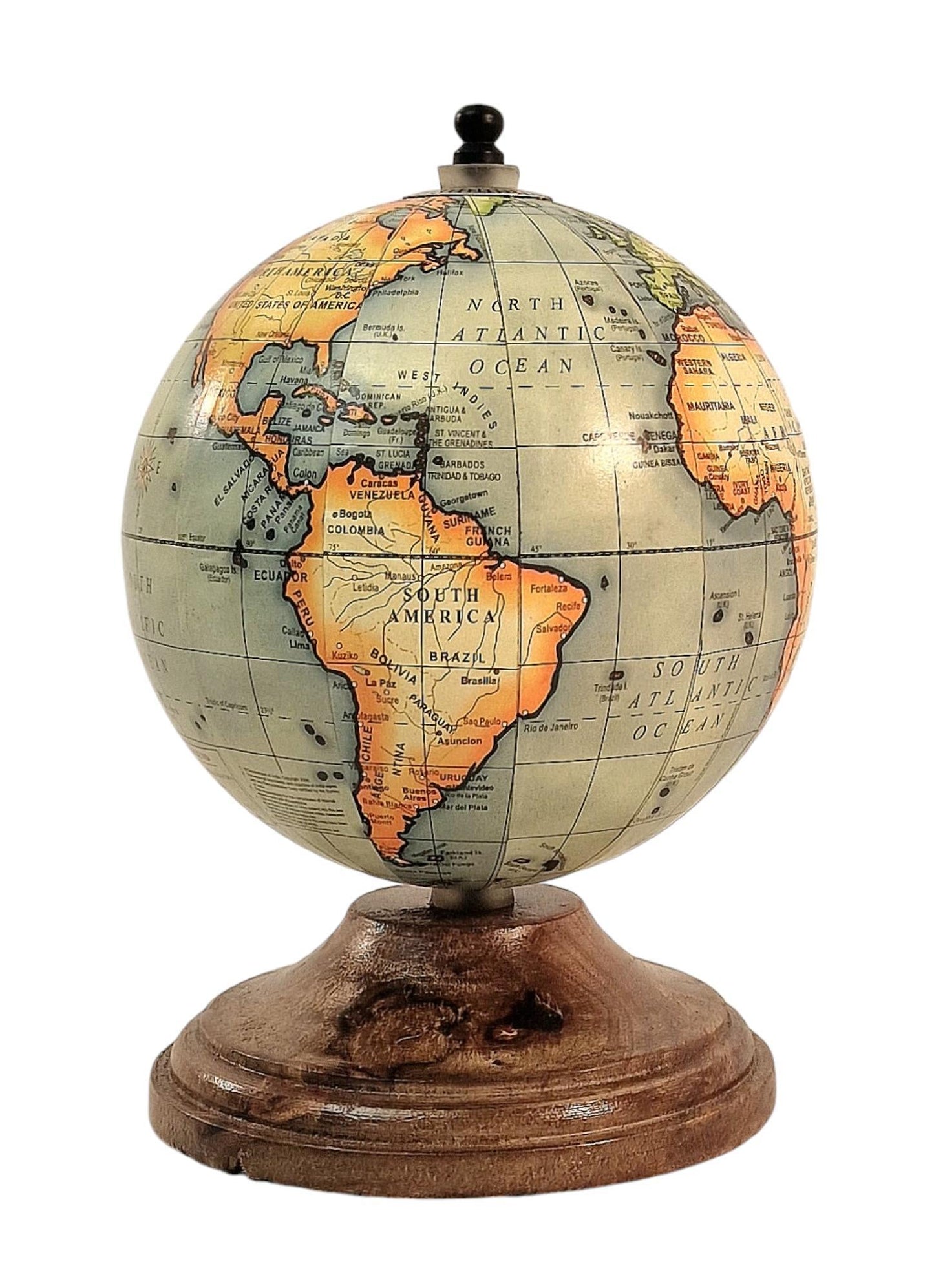 5 Inch World Globe on Mango Wood Stand-0