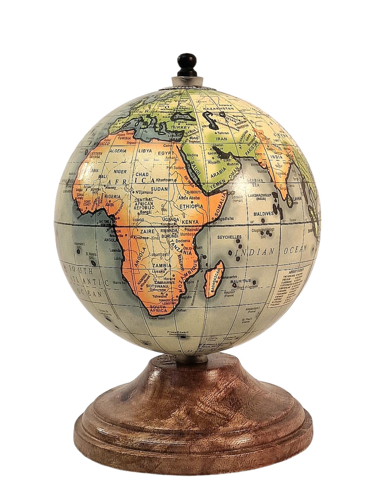 5 Inch World Globe on Mango Wood Stand-1