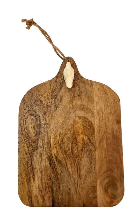 Large Mango Wood Chopping Board with Ceramic Chicken Head-0