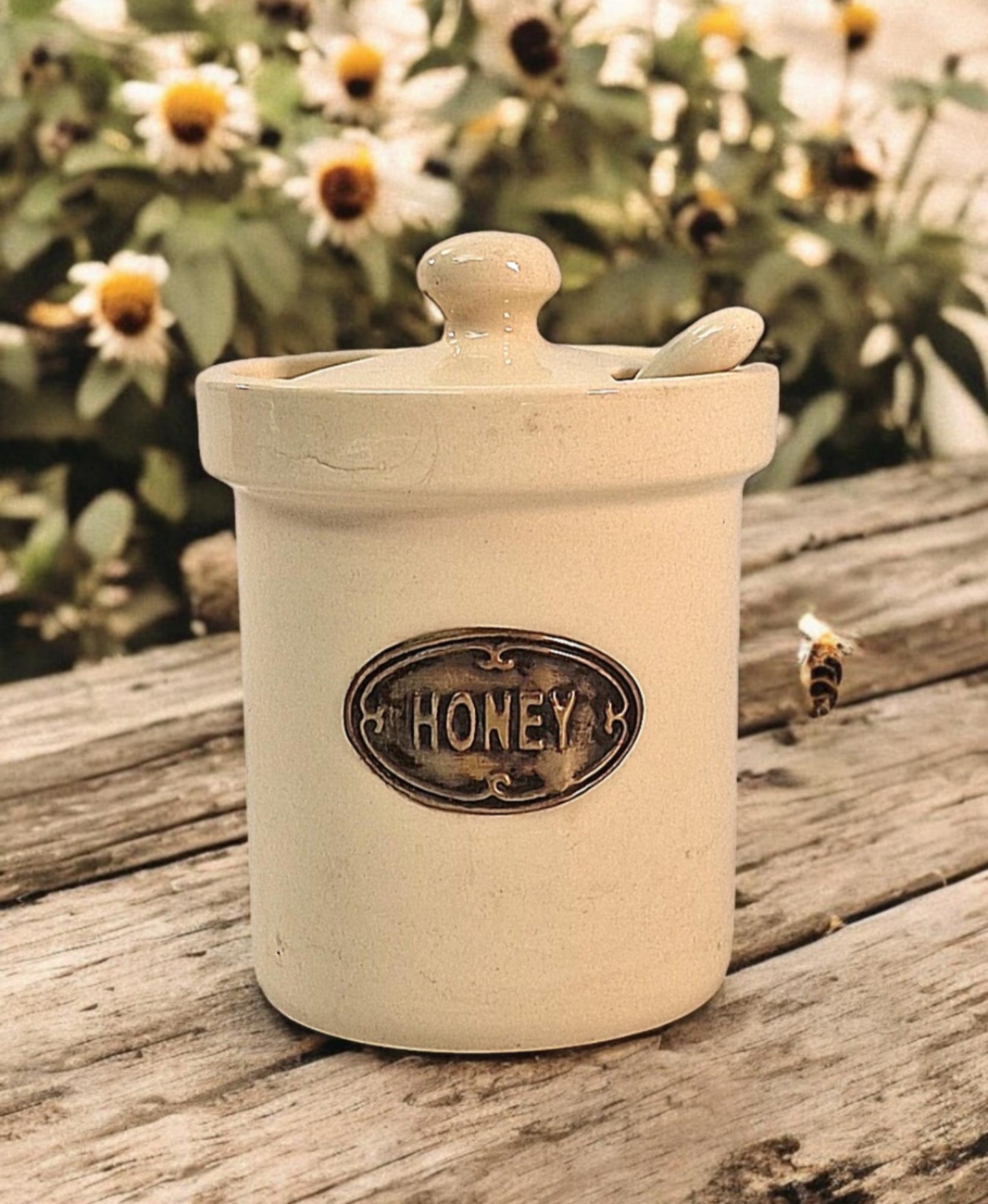 Ceramic Honey Jar with Ceramic Spoon-5